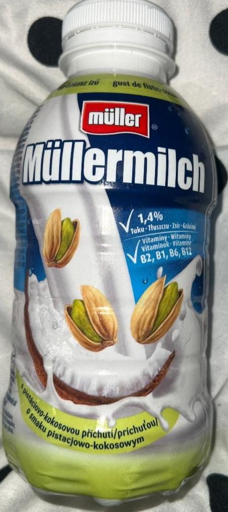 Zdjęcia - Napój mleczny o smaku pistacjowo-kokosowym. wzbogacony o witaminy Müller