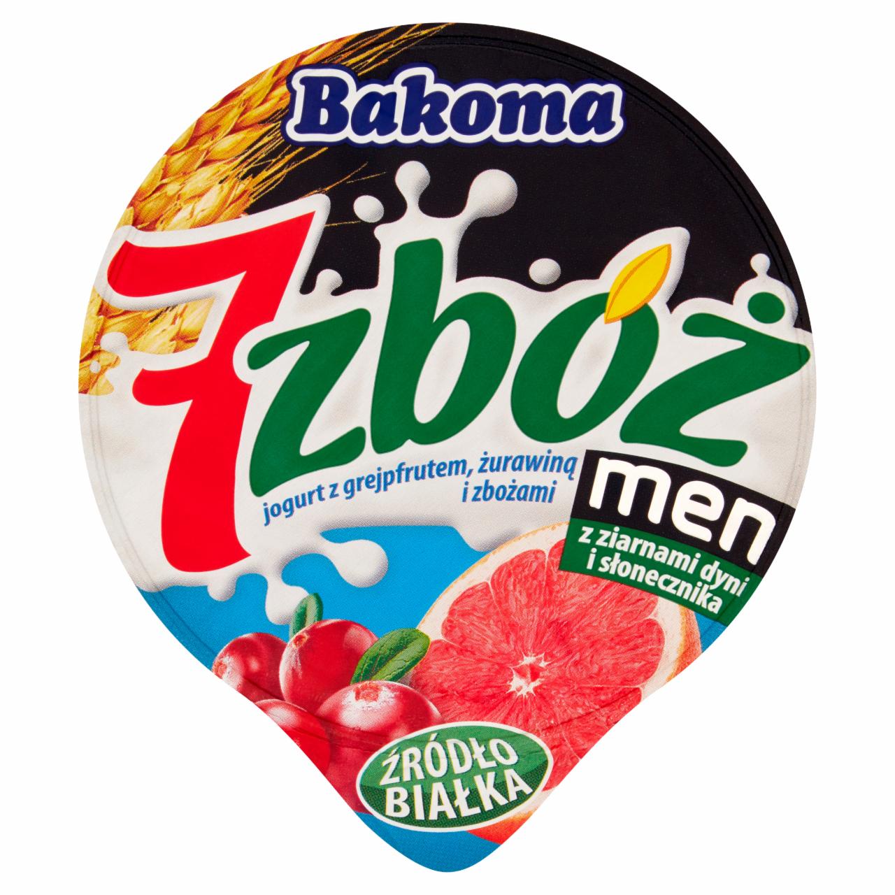 Zdjęcia - Bakoma 7 zbóż men Jogurt z grejpfrutem żurawiną i ziarnami zbóż 300 g