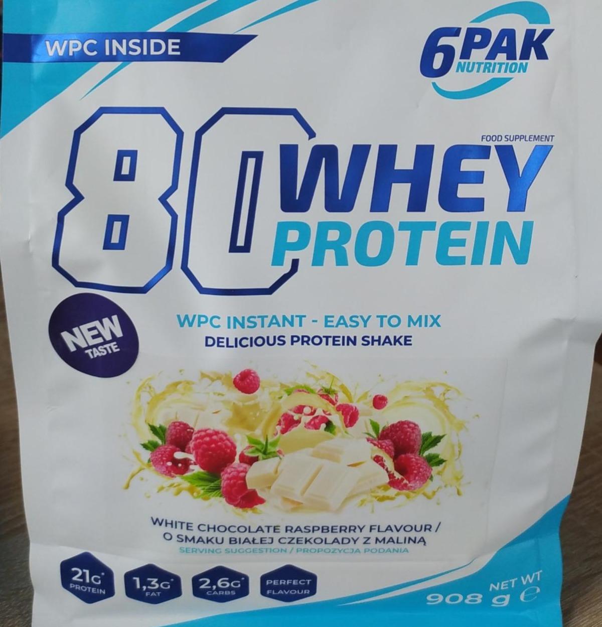 Zdjęcia - Białko o smaku białej czekolady z maliną 80 WHEY PROTEIN 6 Pak nutrition