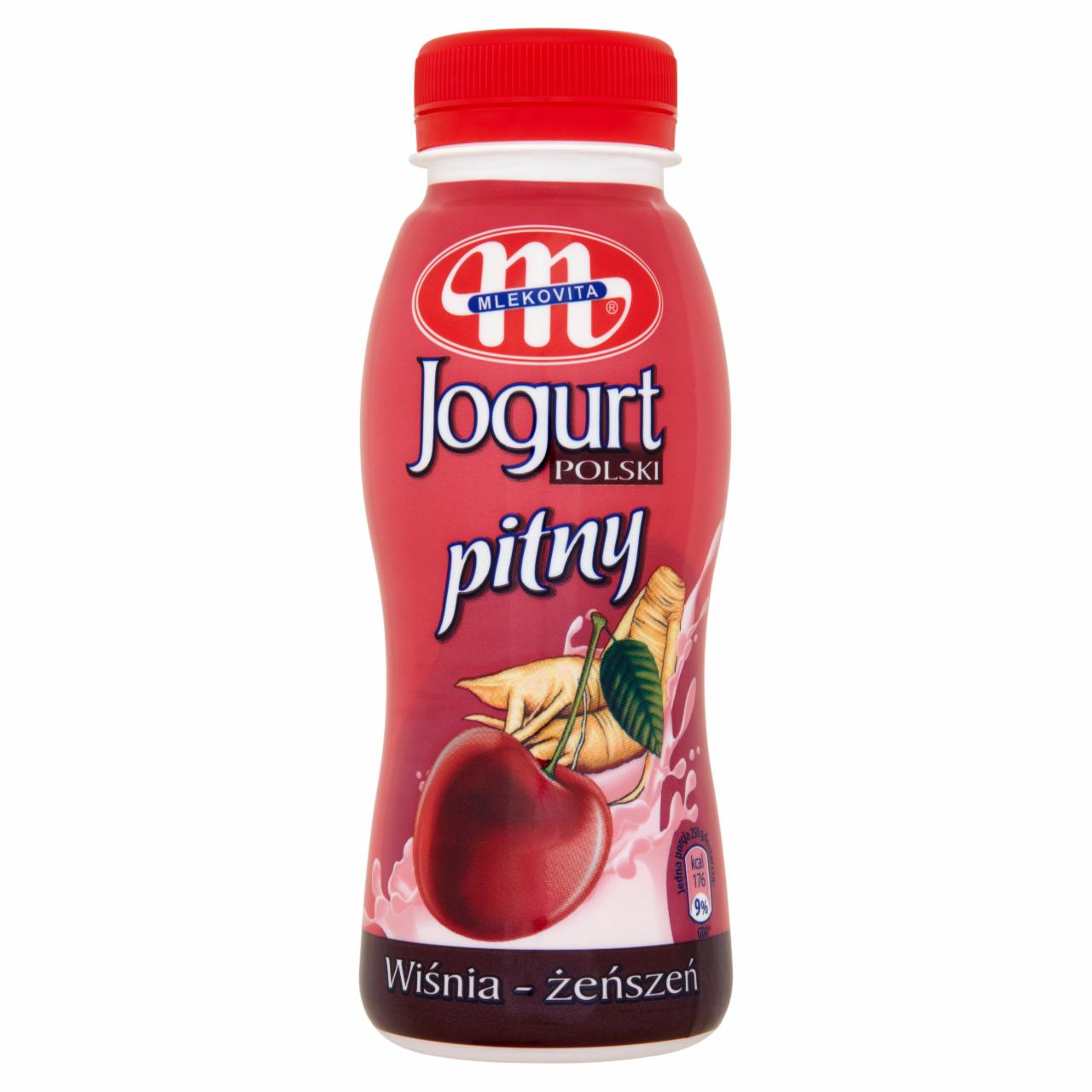 Zdjęcia - Mlekovita Jogurt Polski pitny wiśnia-żeńszeń 250 g