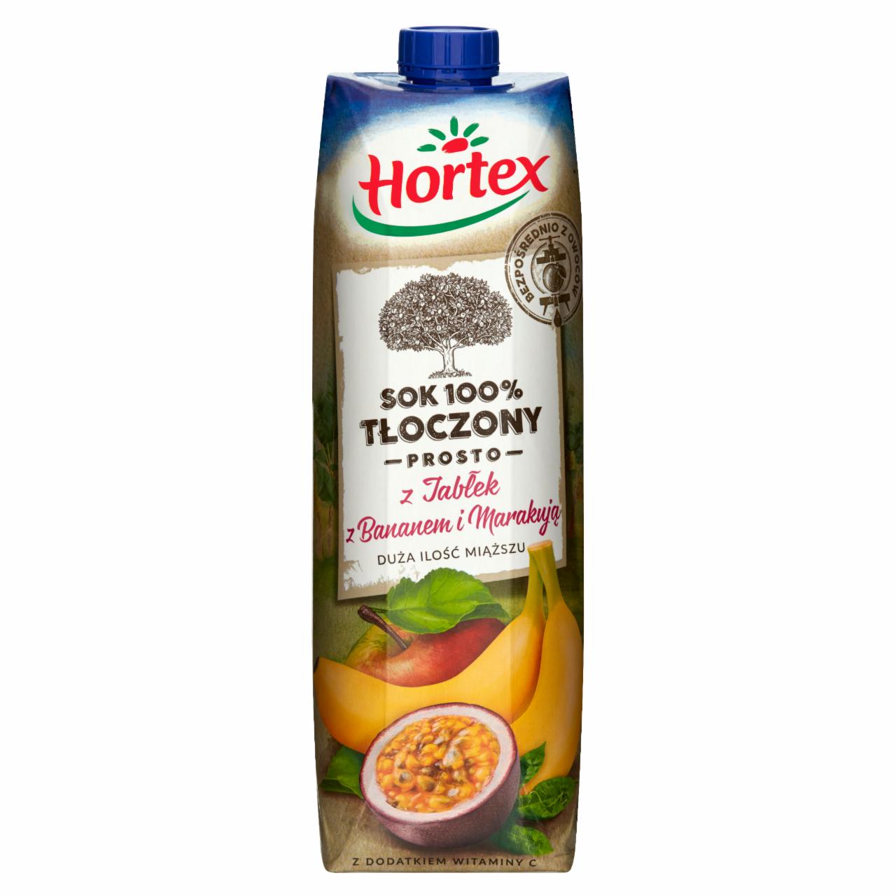 Zdjęcia - Hortex Sok 100% tłoczony prosto z jabłek z bananem i marakują 1 l