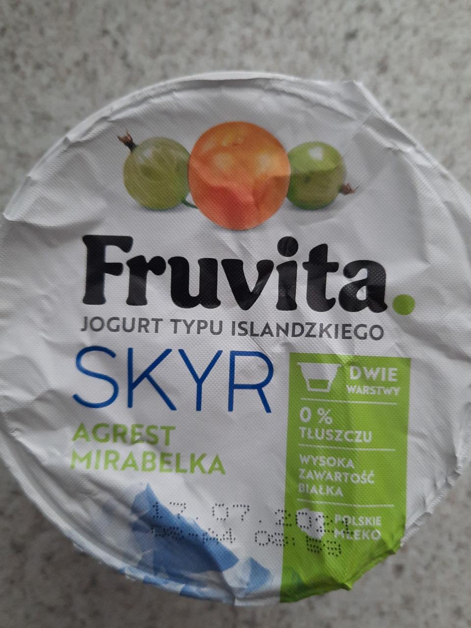 Zdjęcia - Fruvita jogurt typu islandzkiego skyr agrest mirabelka