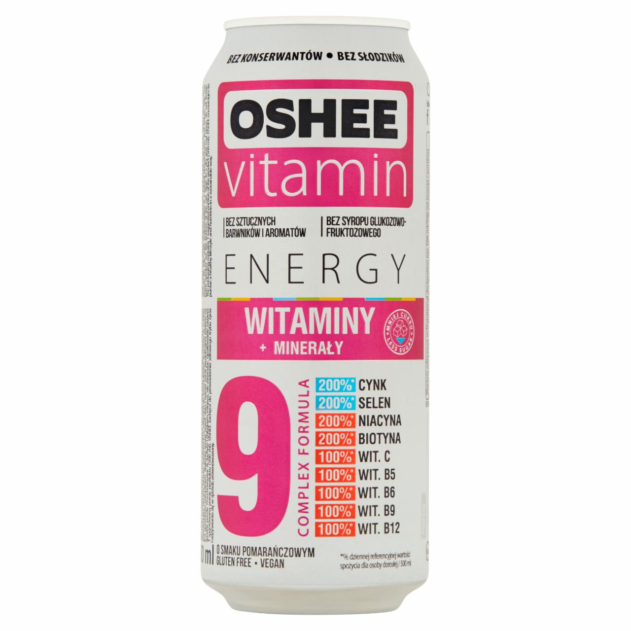 Zdjęcia - Oshee Vitamin Energy Napój gazowany o smaku pomarańczowym 500 ml