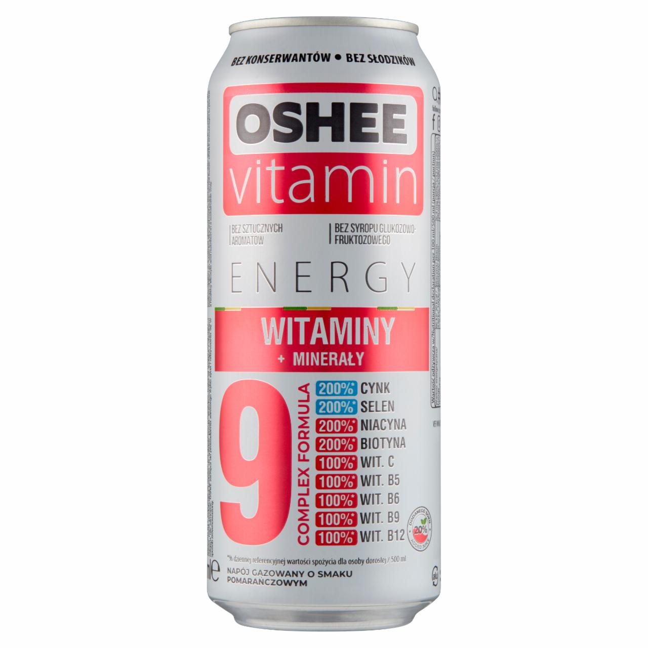 Zdjęcia - Oshee Vitamin Energy Napój gazowany o smaku pomarańczowym 500 ml