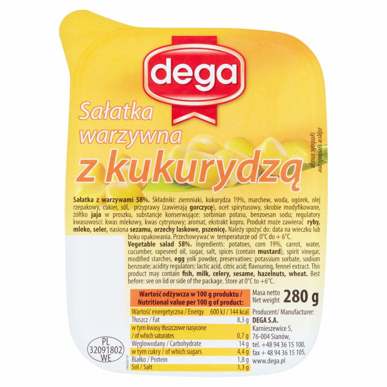 Zdjęcia - dega Sałatka warzywna z kukurydzą 280 g