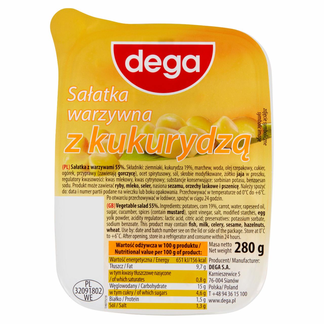 Zdjęcia - dega Sałatka warzywna z kukurydzą 280 g