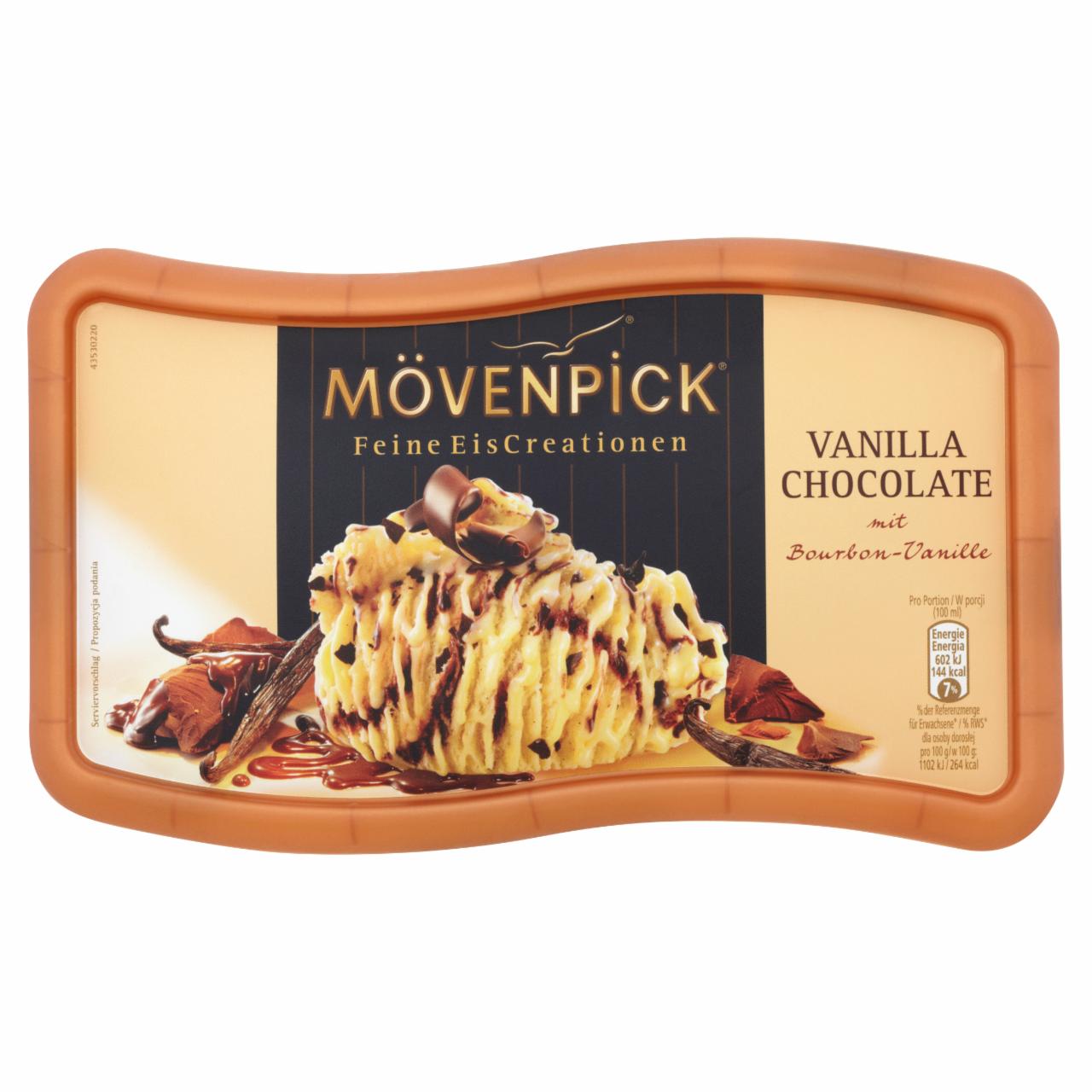 Zdjęcia - Mövenpick Lody o smaku wanilii bourbon z sosem czekoladowym 900 ml