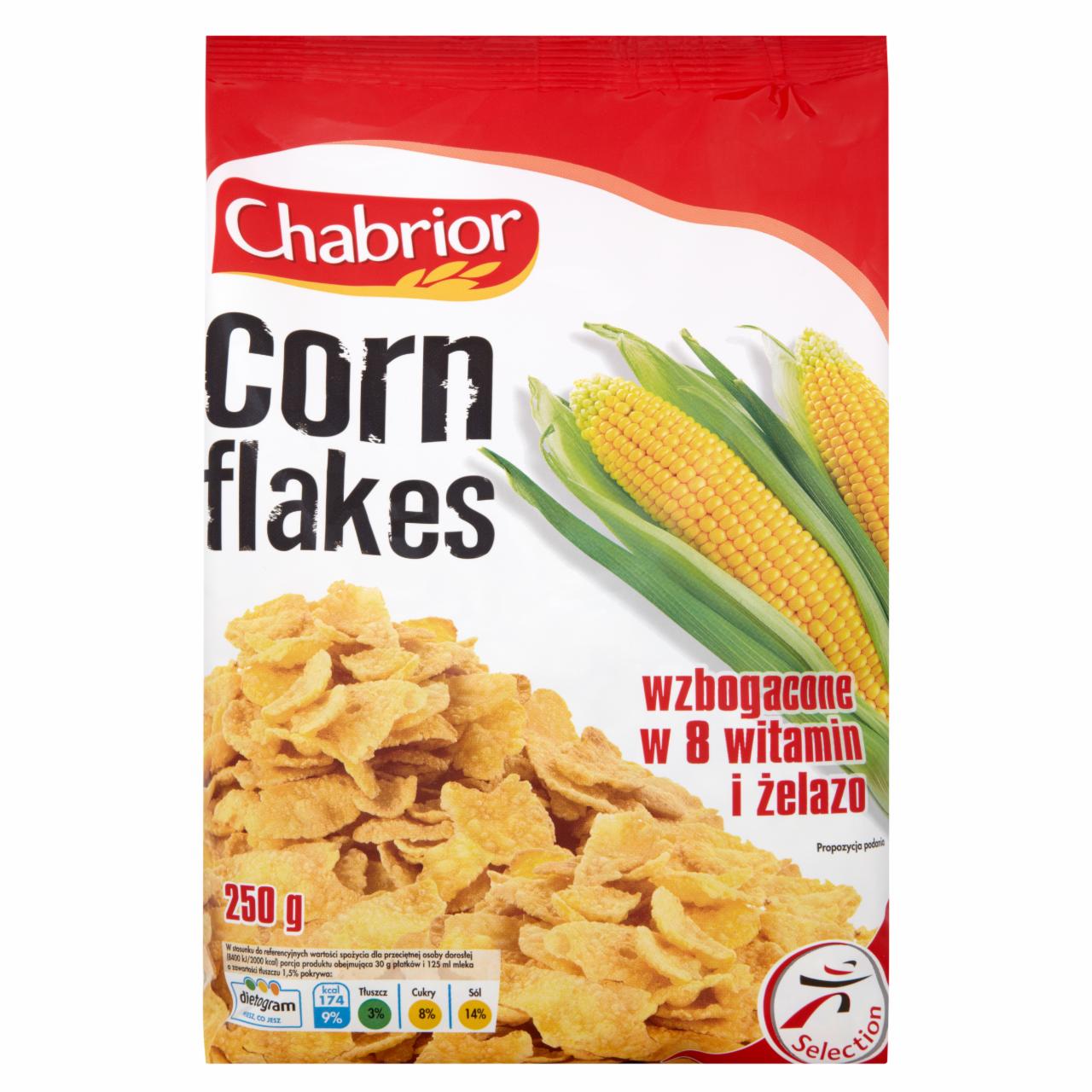 Zdjęcia - Chabrior Corn Flakes Płatki kukurydziane wzbogacone w 8 witamin i żelazo 250 g