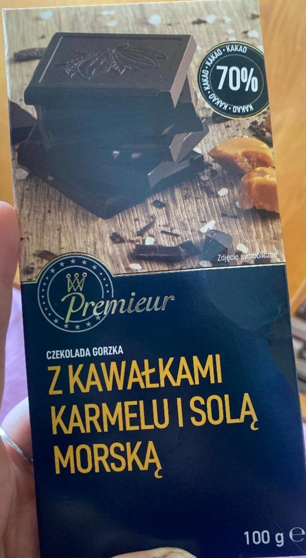 Zdjęcia - Czekolada Gorzka z kawałkami karmelu i solą morską Premieur