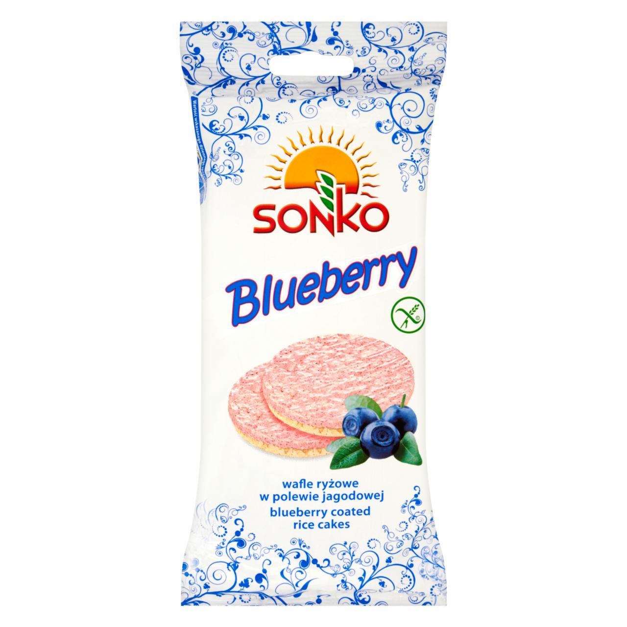 Zdjęcia - Sonko Blueberry Wafle ryżowe w polewie jagodowej 65 g