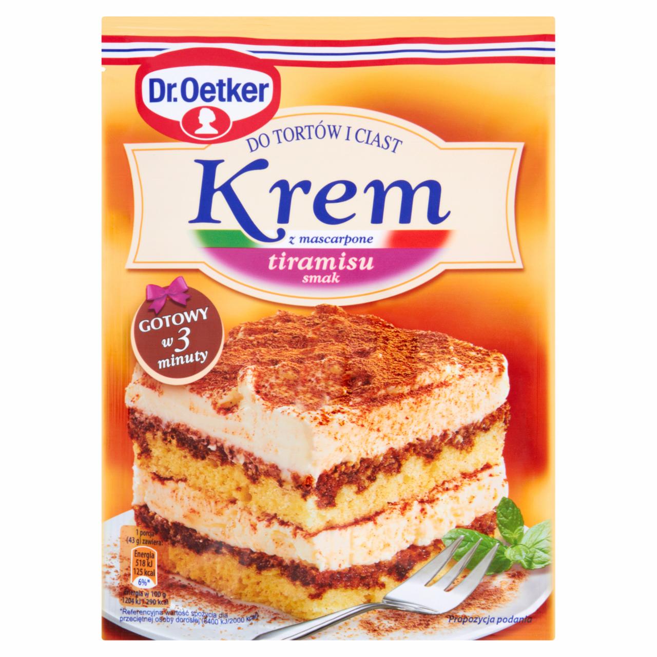 Zdjęcia - Dr. Oetker Krem do tortów i ciast z mascarpone smak tiramisu 122 g