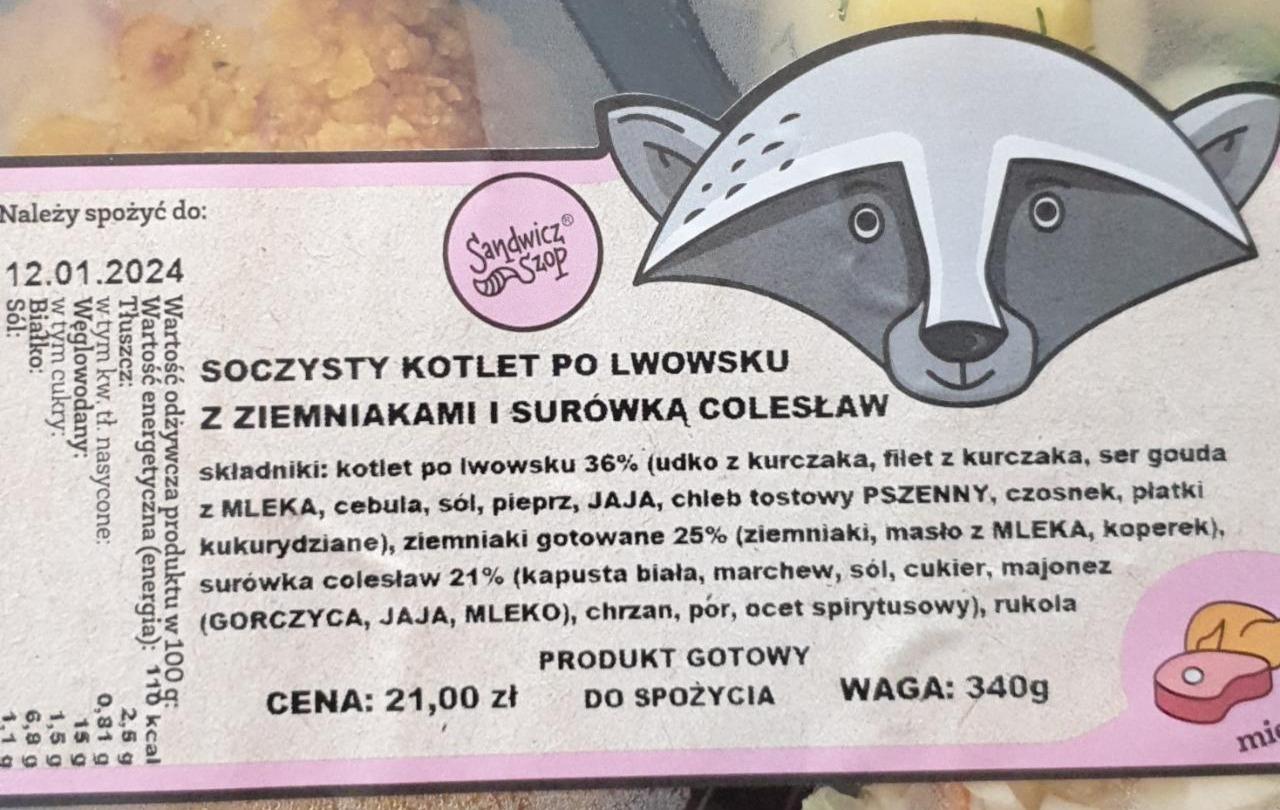 Zdjęcia - Soczysty kotlet po lwowsku z ziemniakami i surówką colesław Sandwicz szop