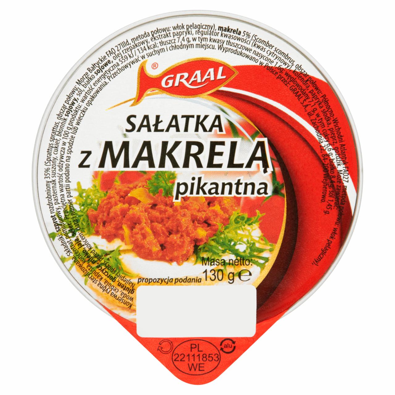 Zdjęcia - GRAAL Sałatka z makrelą pikantna 130 g