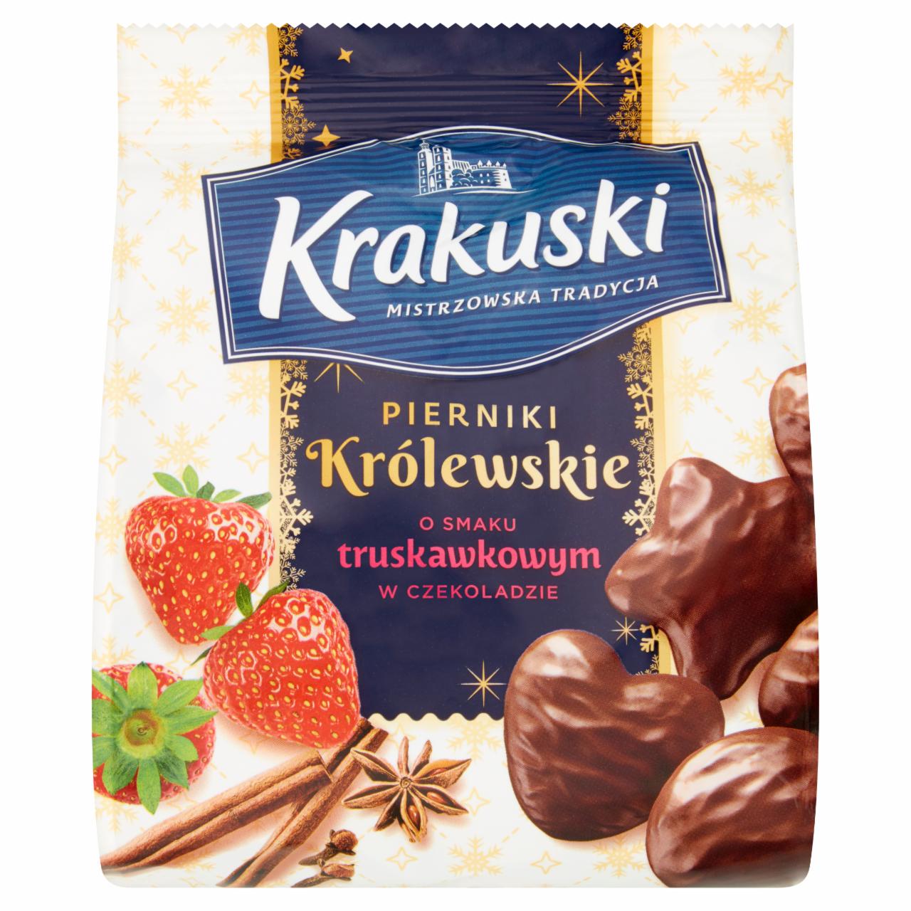 Zdjęcia - Krakuski Pierniki Królewskie o smaku truskawkowym w czekoladzie 150 g