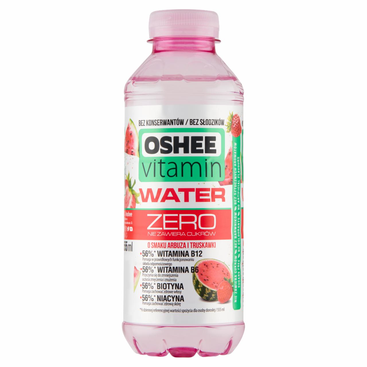 Zdjęcia - Oshee Vitamin Water Zero Niegazowany napój o smaku arbuza i truskawki 555 ml