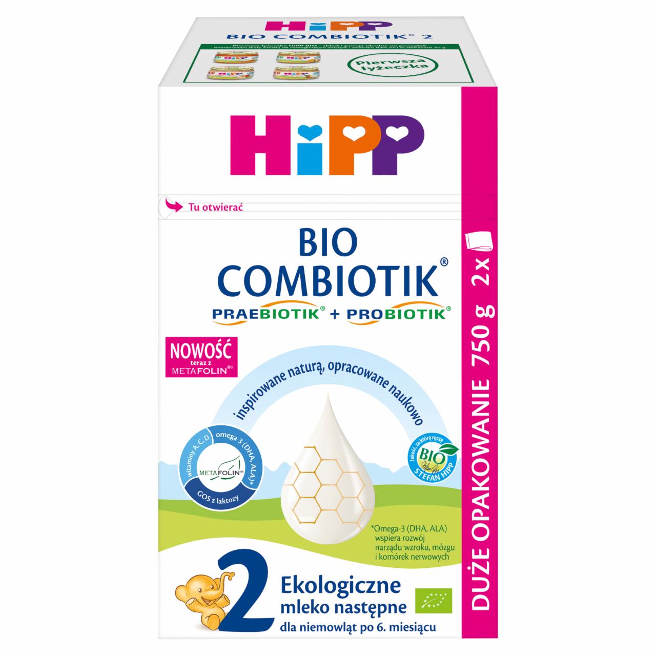 Zdjęcia - HiPP 2 BIO Combiotik Ekologiczne mleko następne dla niemowląt po 6. miesiącu 750 g (2 x 375 g)