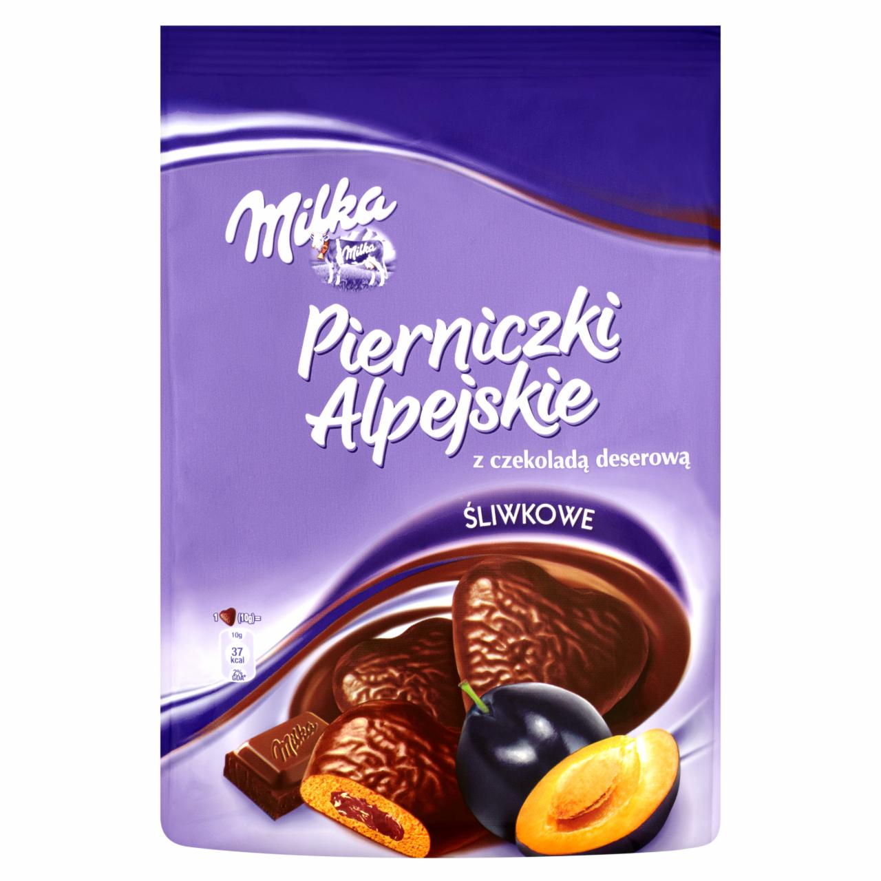 Zdjęcia - Milka Pierniczki Alpejskie z nadzieniem śliwkowym oblane czekoladą z alpejskiego mleka 160 g