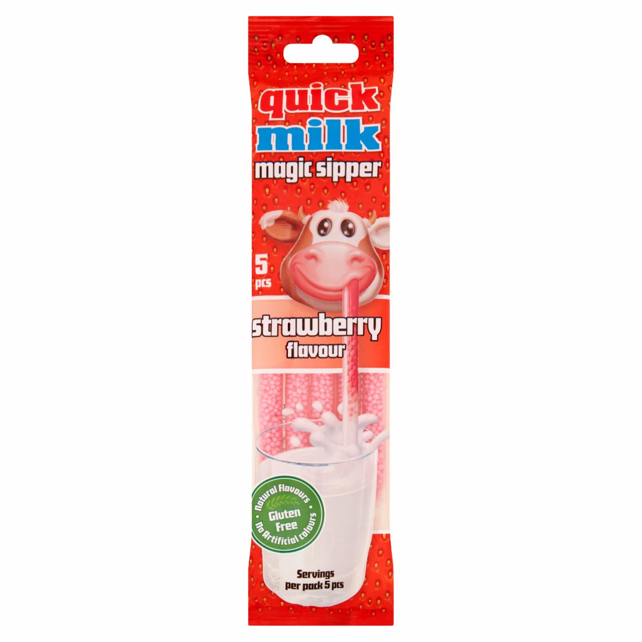 Zdjęcia - Quick Milk Magic Sipper Słomki smakowe do mleka o smaku truskawkowym 30 g (5 x 6 g)