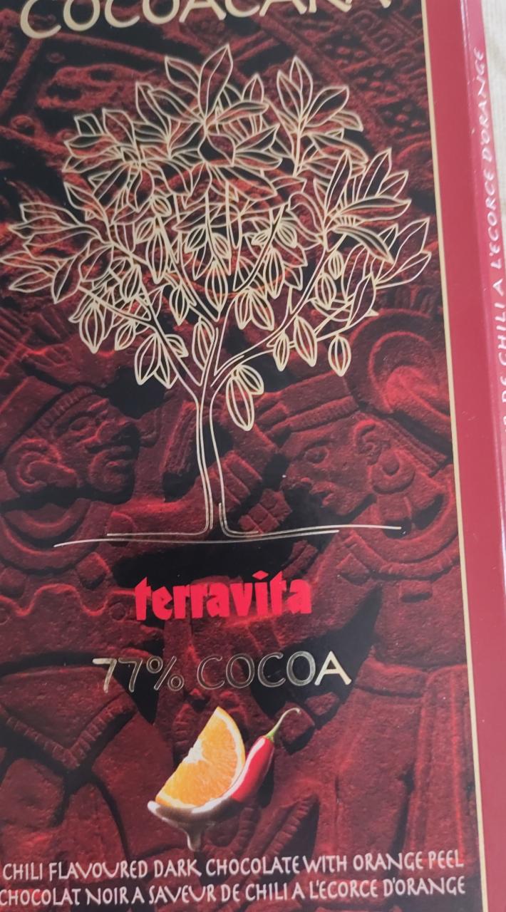 Zdjęcia - Cocoacara 77% cocoa Chili flavoured dark chocolate with orange peel Terravita