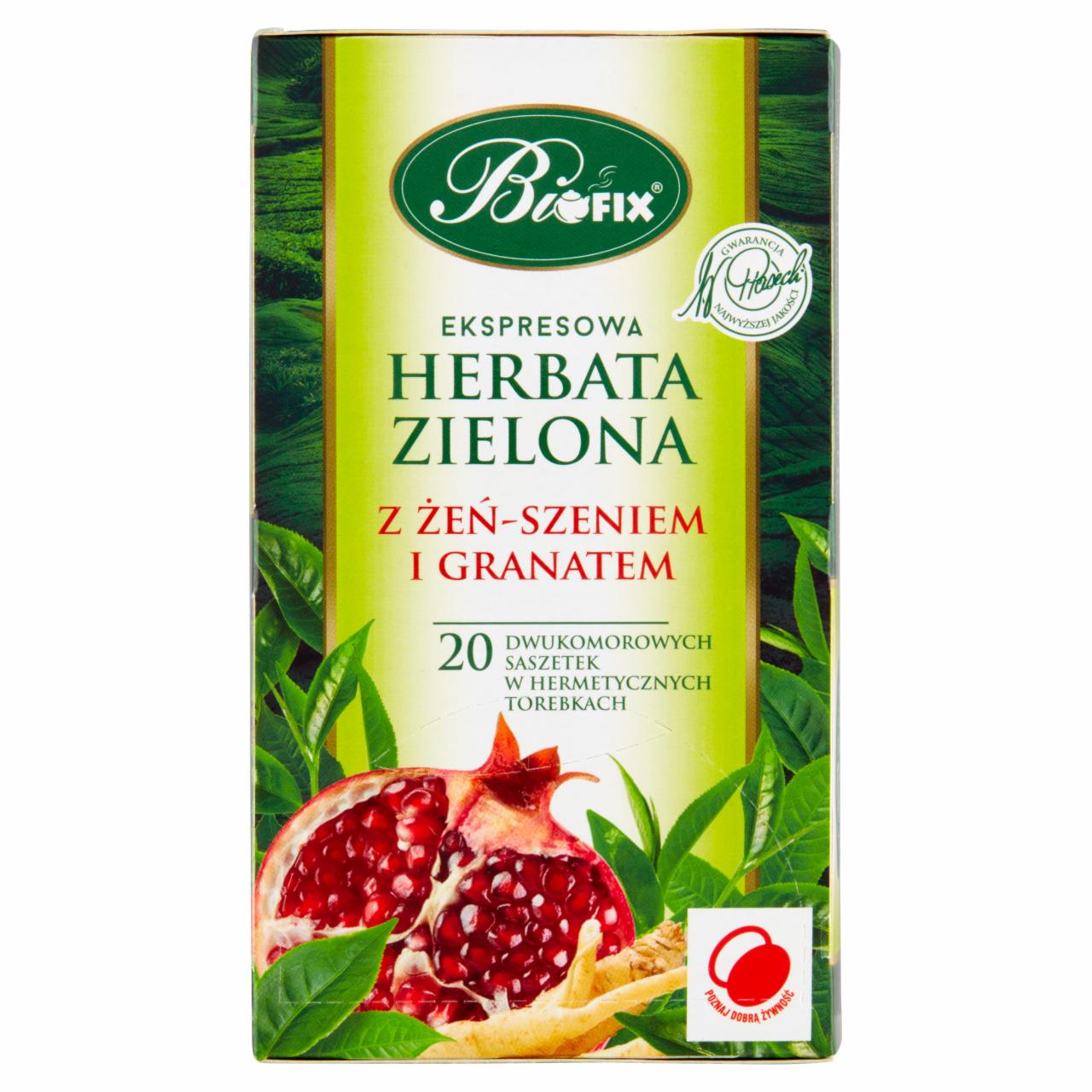 Zdjęcia - Bifix Zielona herbata ekspresowa z żeń-szeniem i granatem 40 g (20 x 2 g)