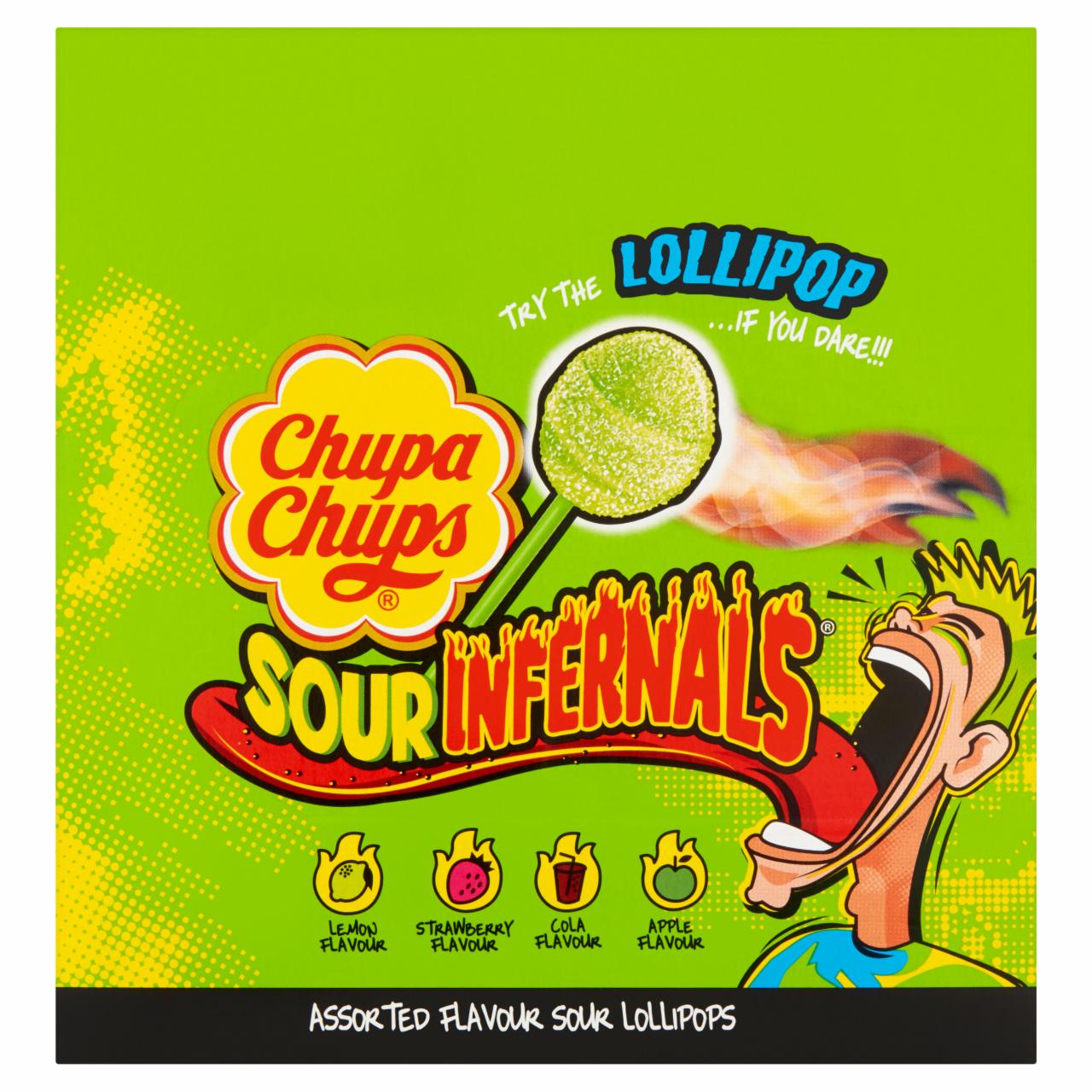 Zdjęcia - Chupa Chups Sour Infernals Kwaśne lizaki wielosmakowe 475 g (50 sztuk)