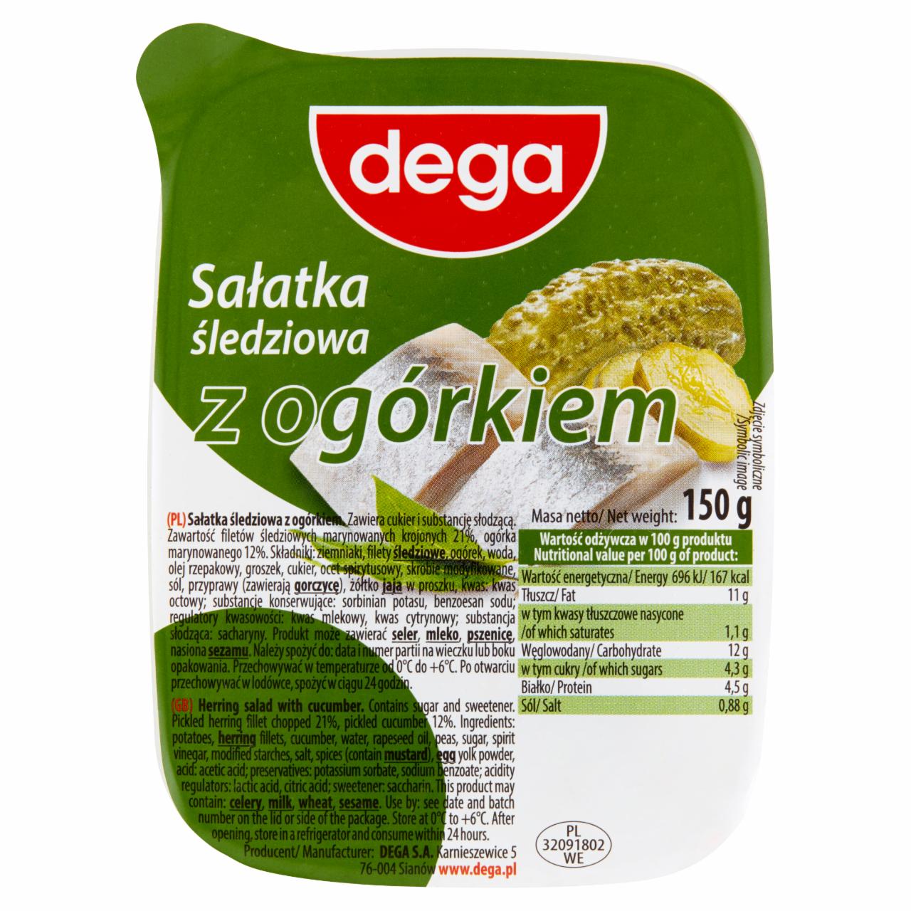 Zdjęcia - dega Sałatka śledziowa z ogórkiem 150 g