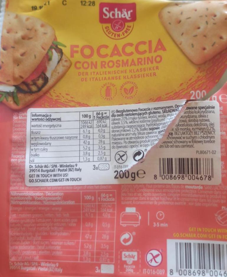 Zdjęcia - Focaccia con Rosmarino Schär