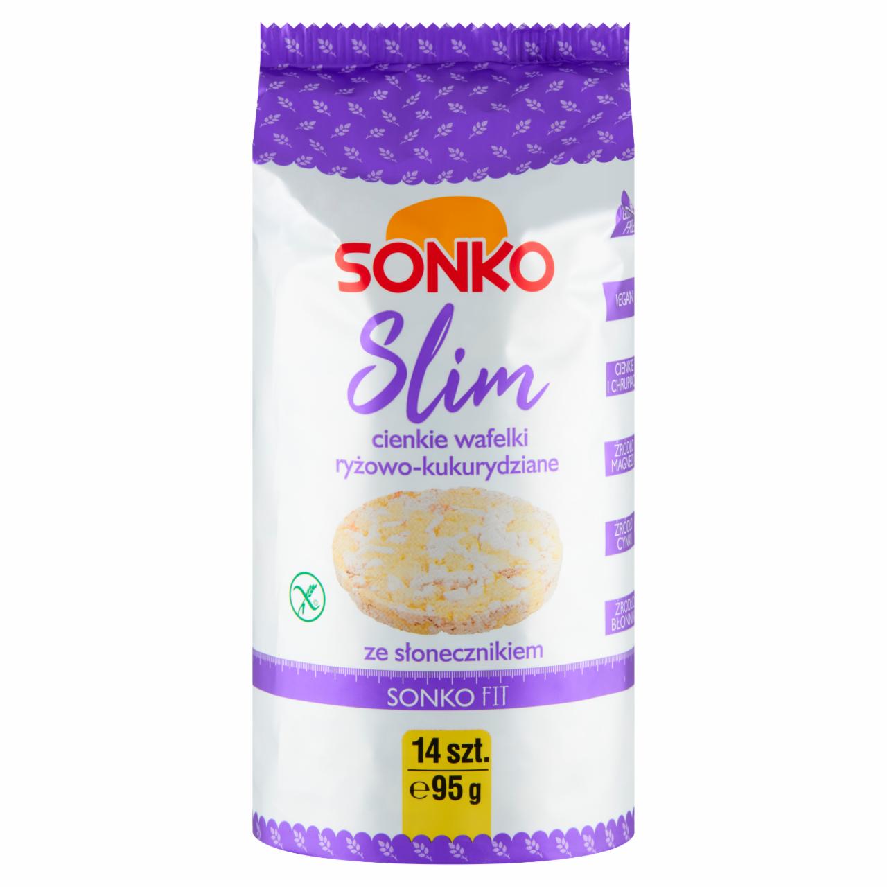 Zdjęcia - Sonko Slim Cienkie wafelki ryżowo-kukurydziane ze słonecznikiem 95 g (14 sztuk)