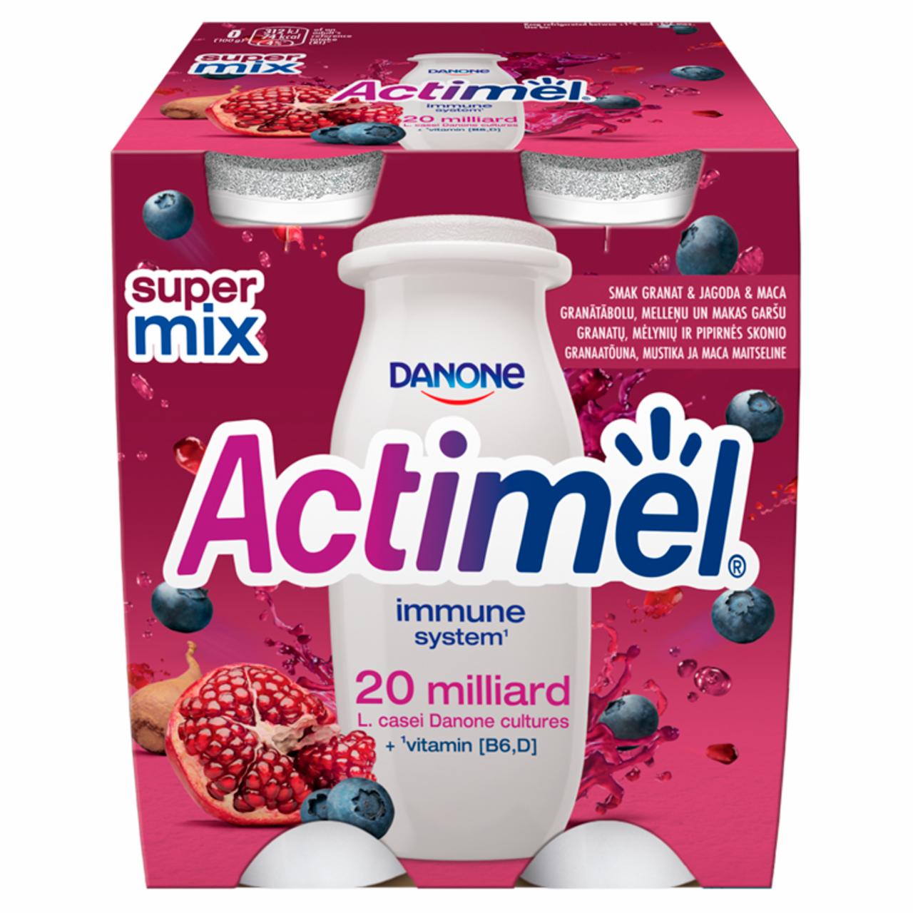 Zdjęcia - Actimel Mleko fermentowane o smaku granat-jagoda-maca 400 g (4 x 100 g)