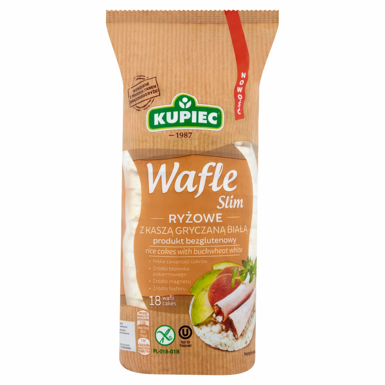 Zdjęcia - Kupiec Slim Wafle ryżowe z kaszą gryczaną białą 90 g (18 sztuk)