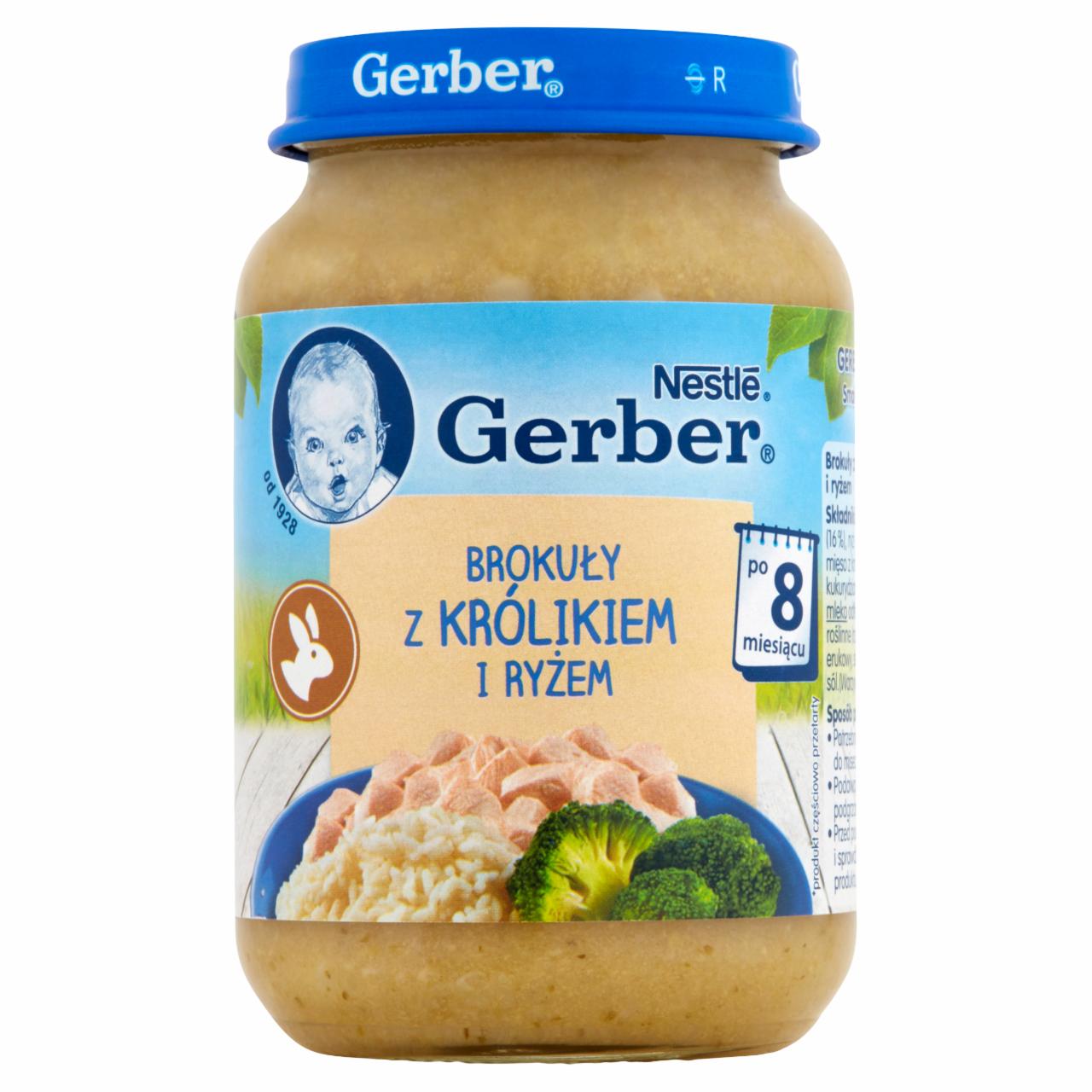Zdjęcia - Gerber Brokuły z królikiem i ryżem po 8 miesiącu 190 g