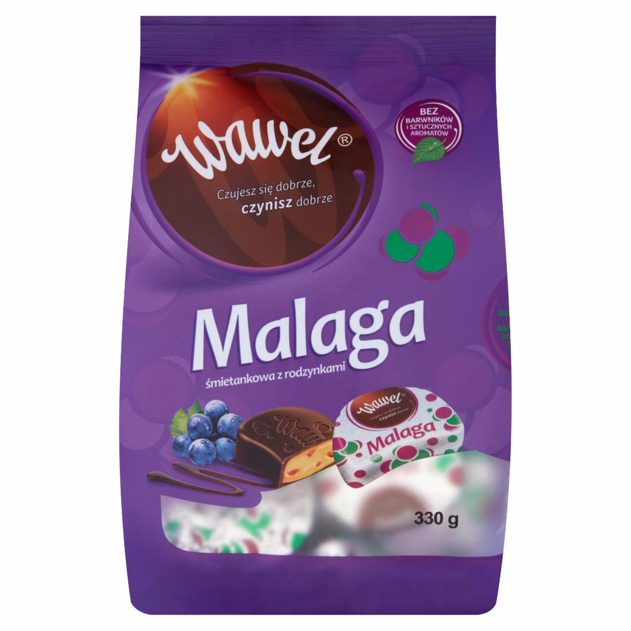 Zdjęcia - Wawel Malaga śmietankowa z rodzynkami Czekoladki nadziewane 330 g