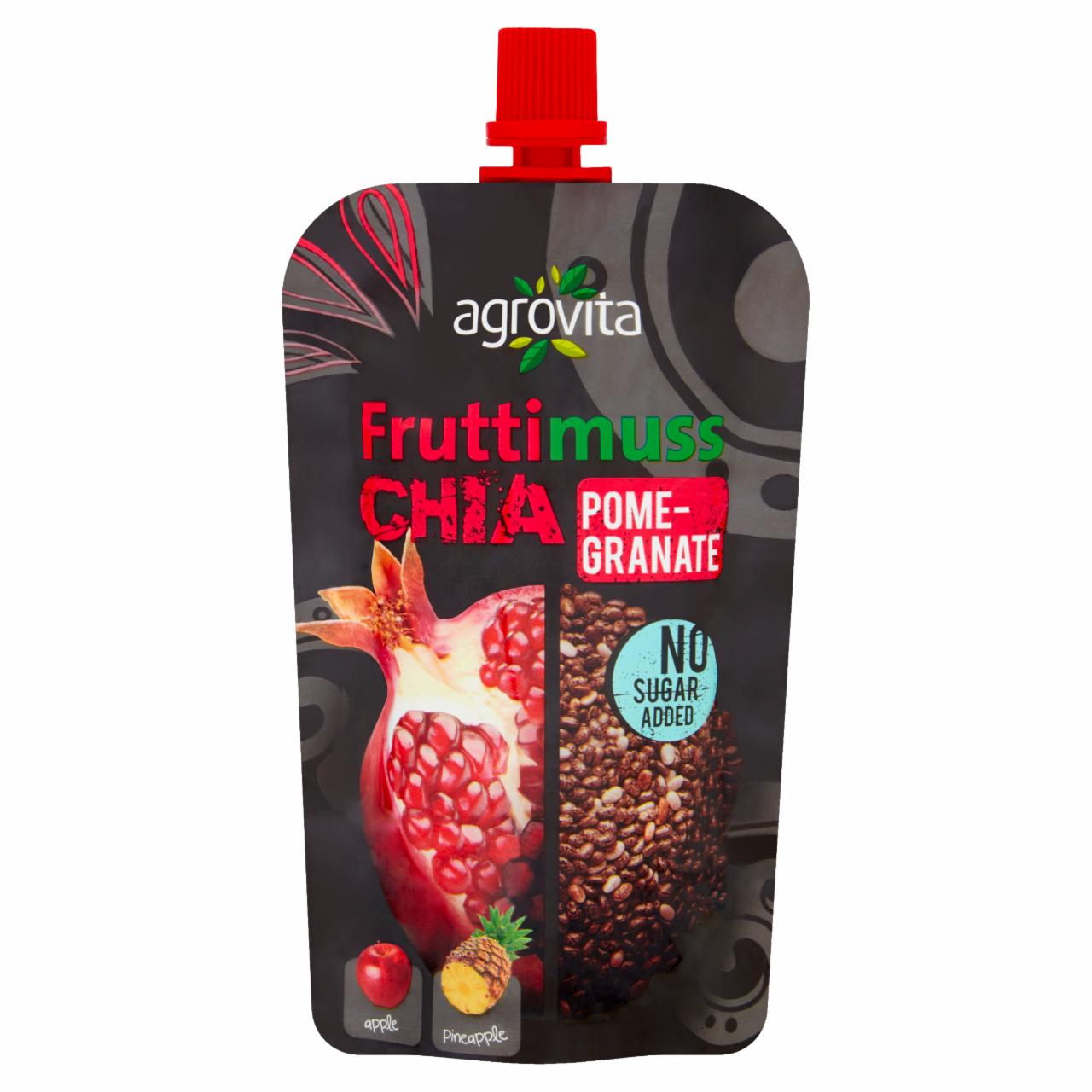 Zdjęcia - Agrovita Fruttimuss Chia Puree jabłkowe z nasionami chia ananasem i granatem 100 g