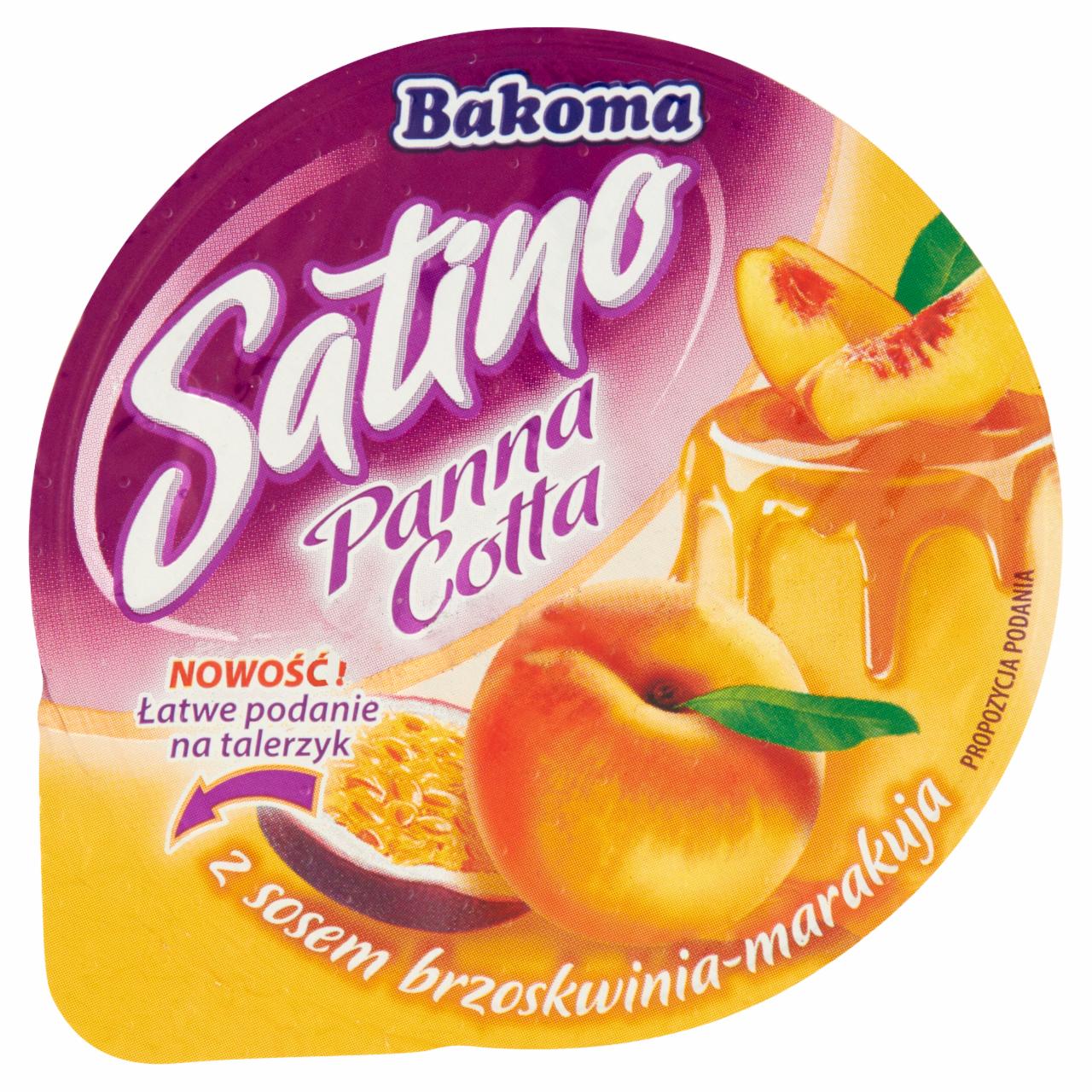 Zdjęcia - Bakoma Satino Panna Cotta z sosem brzoskwinia-marakuja 140 g