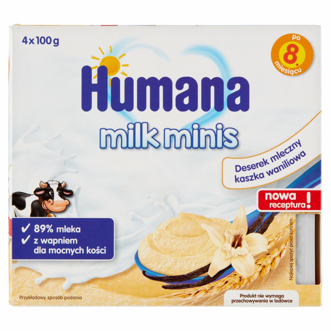 Zdjęcia - Humana Milk Minis Deserek mleczny kaszka waniliowa po 8. miesiącu 400 g (4 x 100 g)