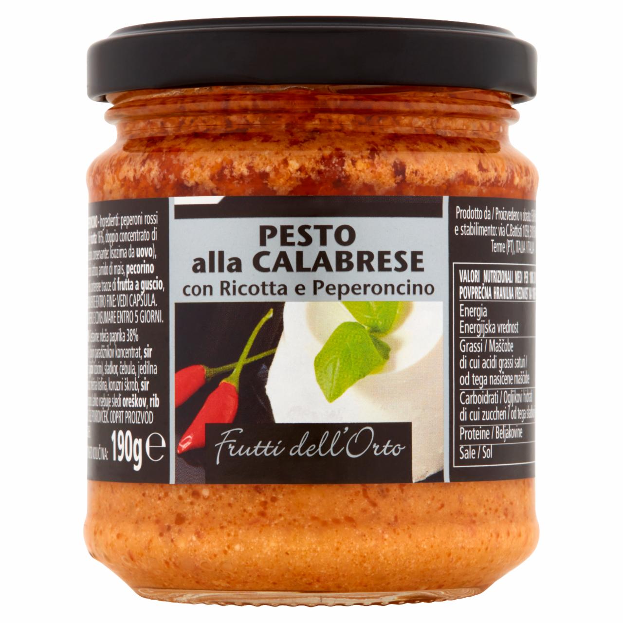 Zdjęcia - Frutti dell'Orto Pesto z papryką serem ricotta i papryką chili 190 g
