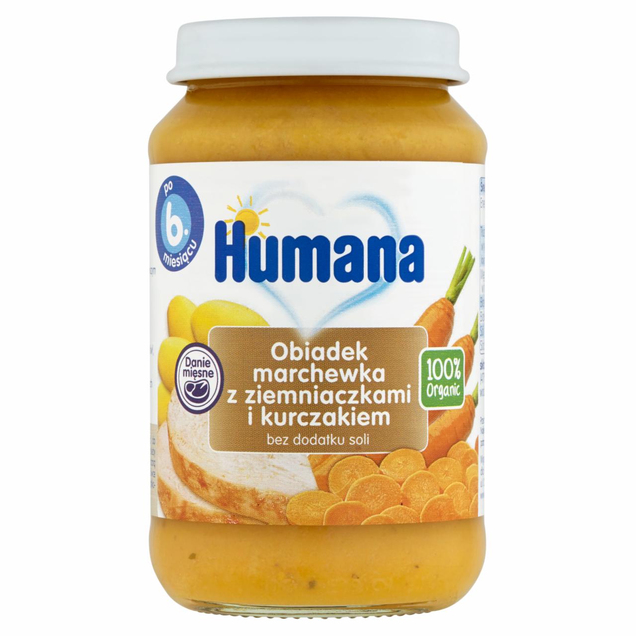 Zdjęcia - Humana 100% Organic Obiadek marchewka z ziemniaczkami i kurczakiem po 6. miesiącu 190 g