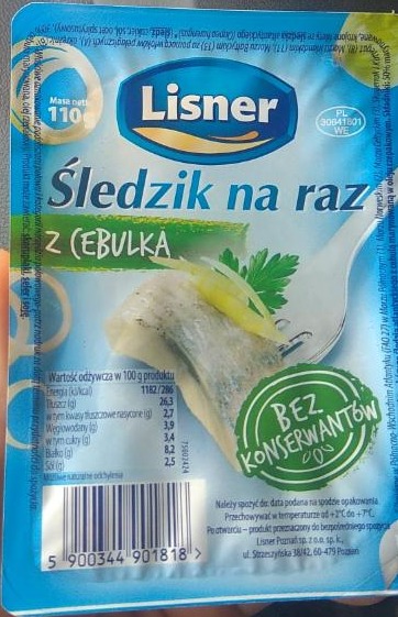 Zdjęcia - Lisner Śledzik & Sosik Śledź w oleju z cebulką sos śmietanowy o smaku zielonej cebulki 140 g