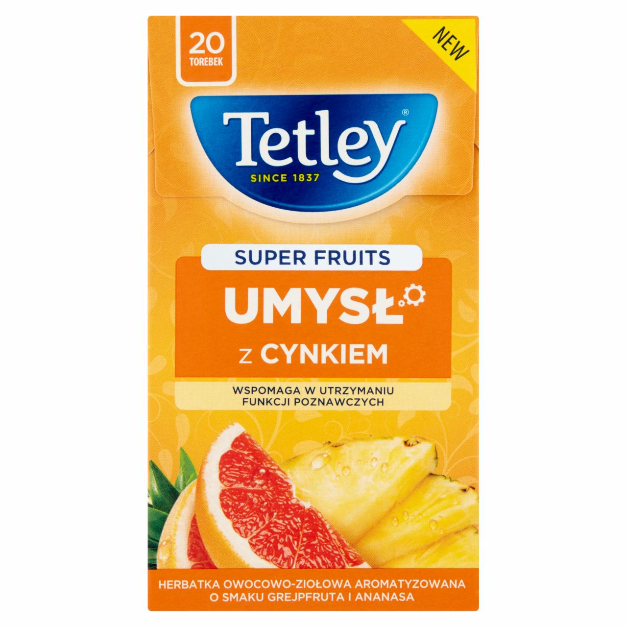 Zdjęcia - Tetley Super Fruits Umysł Herbatka owocowo-ziołowa o smaku grejpfruta i ananasa 40 g (20 torebek)