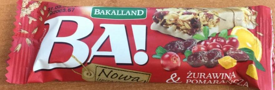 Zdjęcia - Ba! Baton zbożowy żurawina i pomarańcza 40 g Bakalland