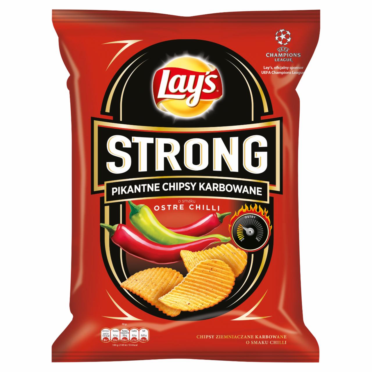 Zdjęcia - Lay's Strong Pikantne chipsy karbowane o smaku ostre chilli 80 g