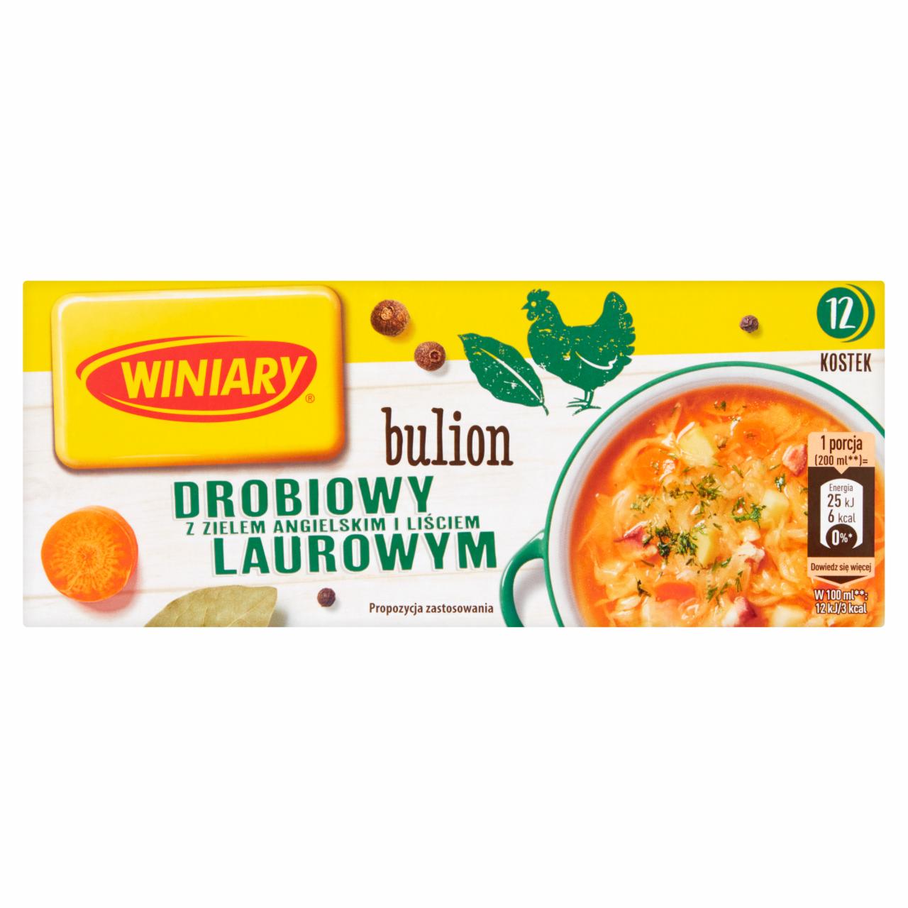 Zdjęcia - Winiary Bulion drobiowy z zielem angielskim i liściem laurowym 120 g (12 sztuk)