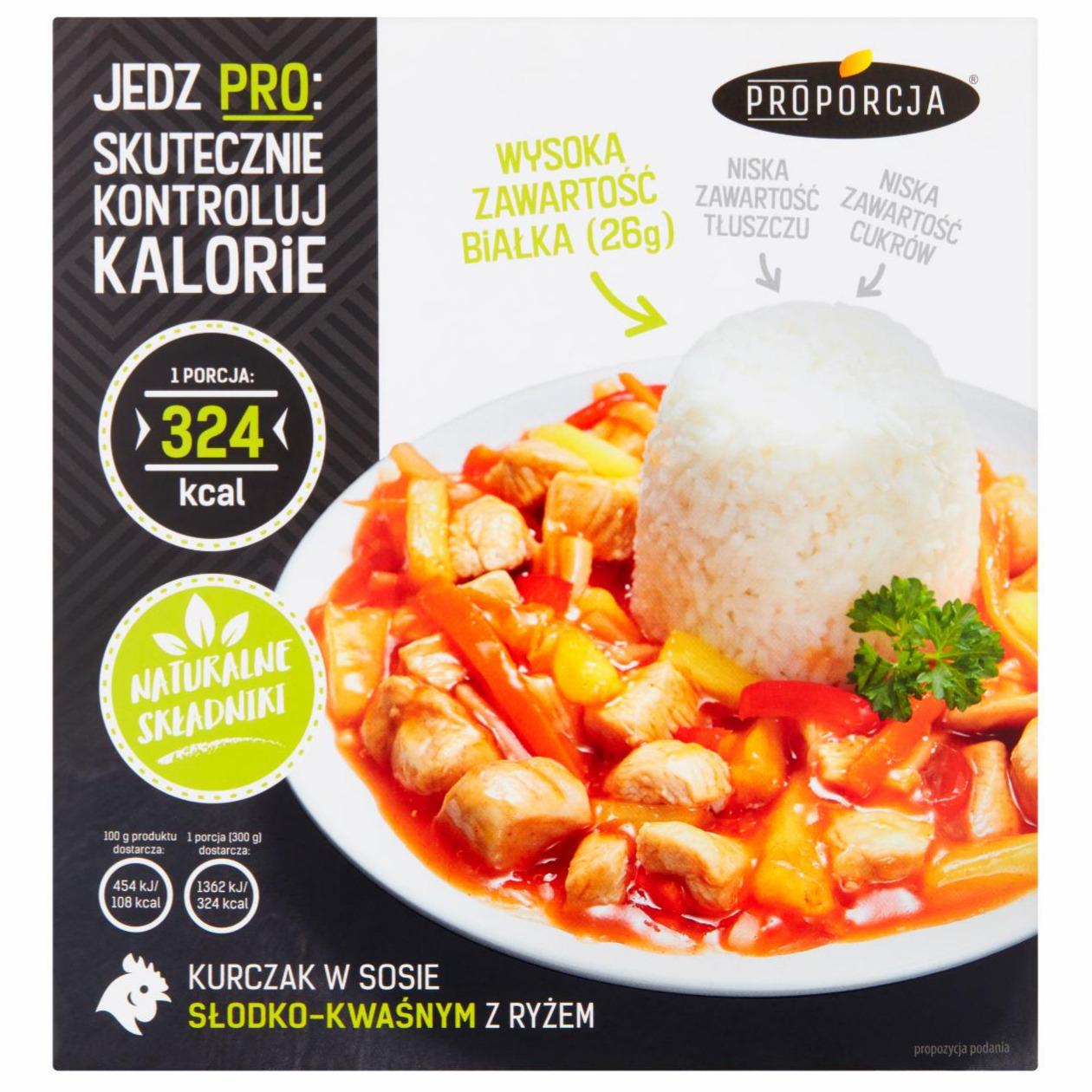 Zdjęcia - Proporcja Kurczak w sosie słodko-kwaśnym z ryżem 300 g