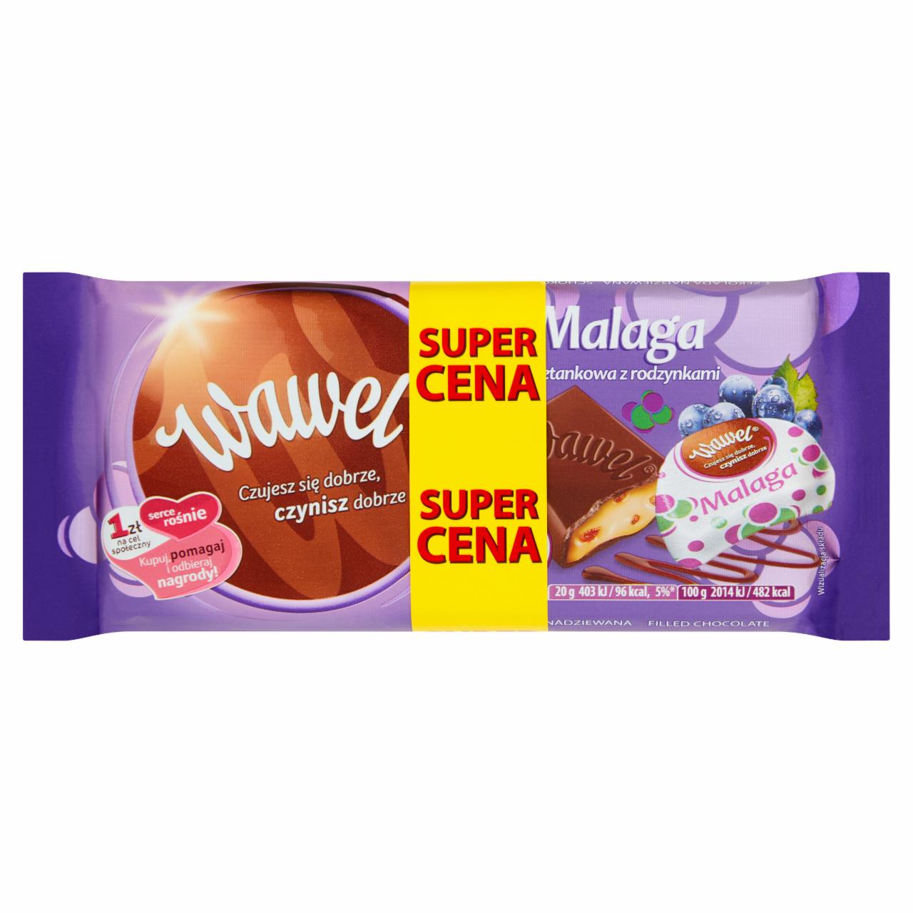 Zdjęcia - Wawel Czekolada nadziewana Malaga śmietankowa z rodzynkami 300 g (3 x 100 g)