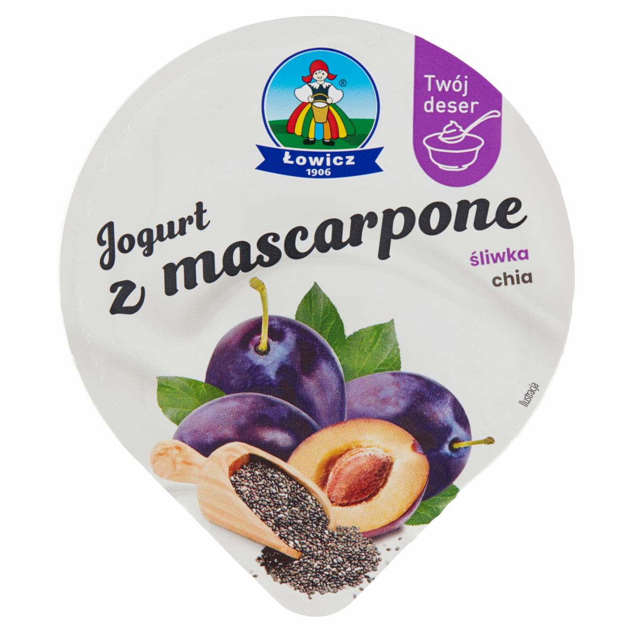 Zdjęcia - Łowicz Jogurt z mascarpone śliwka chia 130 g