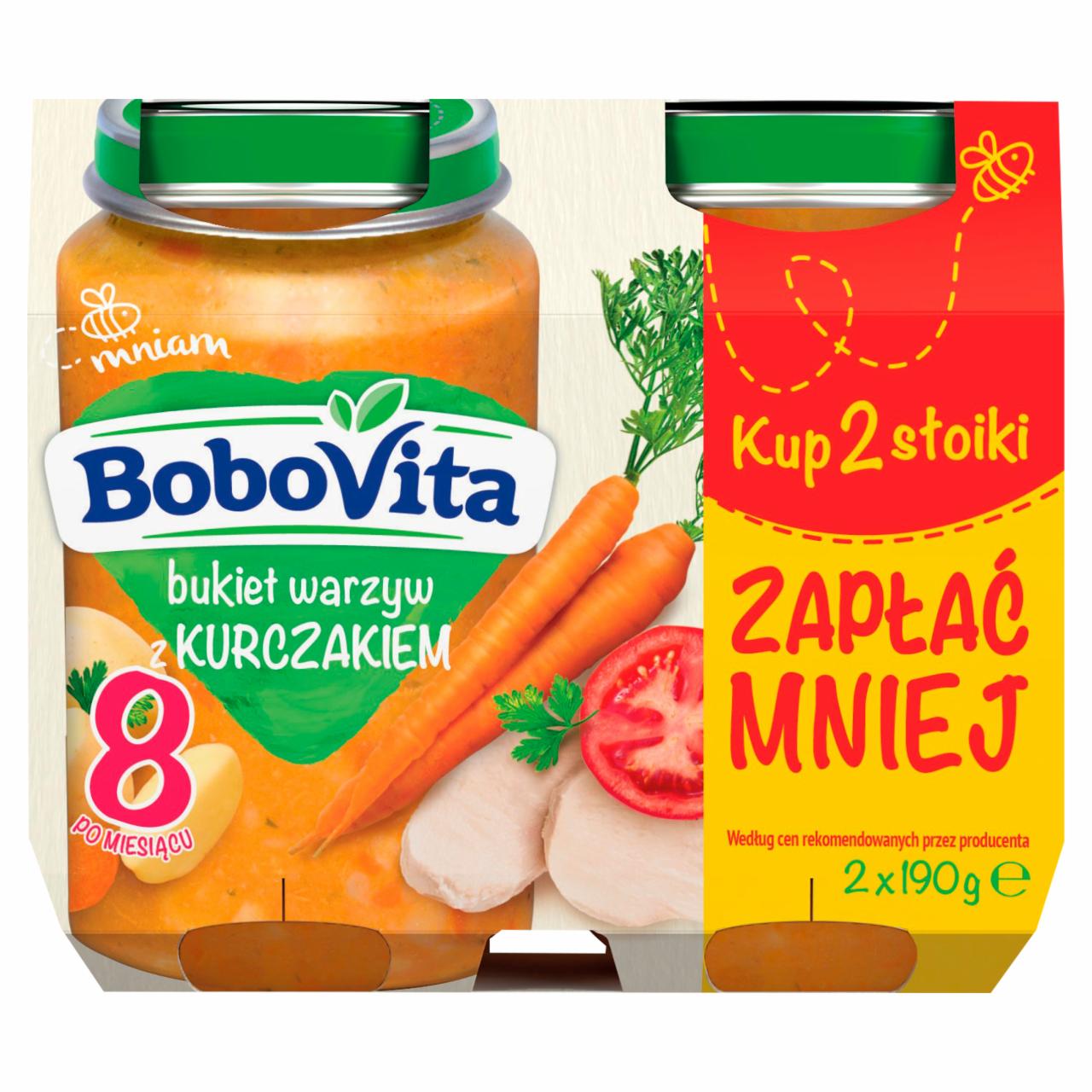 Zdjęcia - BoboVita Bukiet warzyw z kurczakiem po 8 miesiącu 2 x 190 g