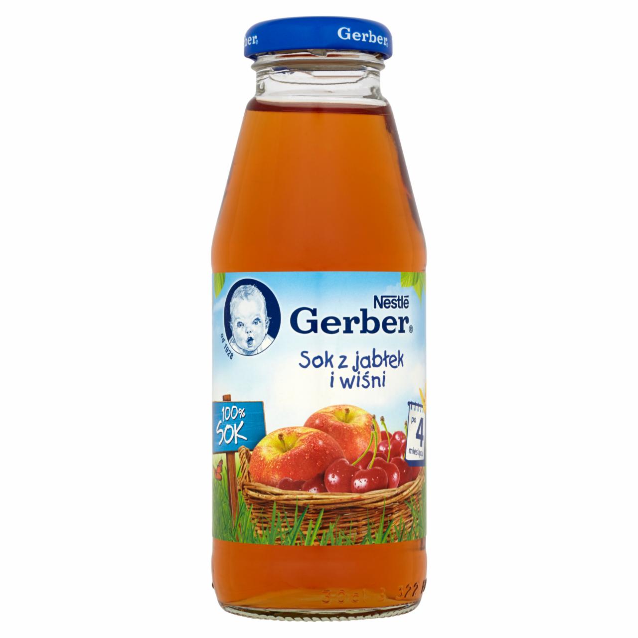Zdjęcia - Gerber 100% Sok z jabłek i wiśni po 4 miesiącu 300 ml