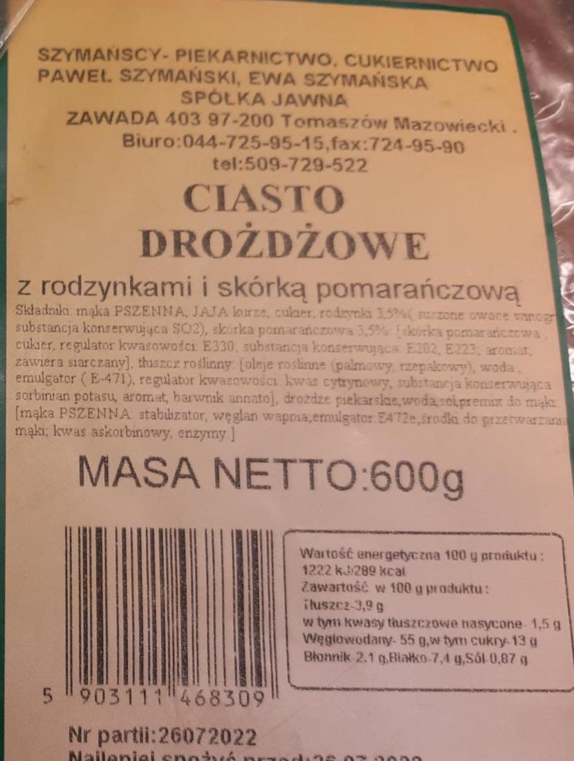 Zdjęcia - CIASTO DROŻDŻOWE z rodzynkami i skórką pomarańczową Szymańscy