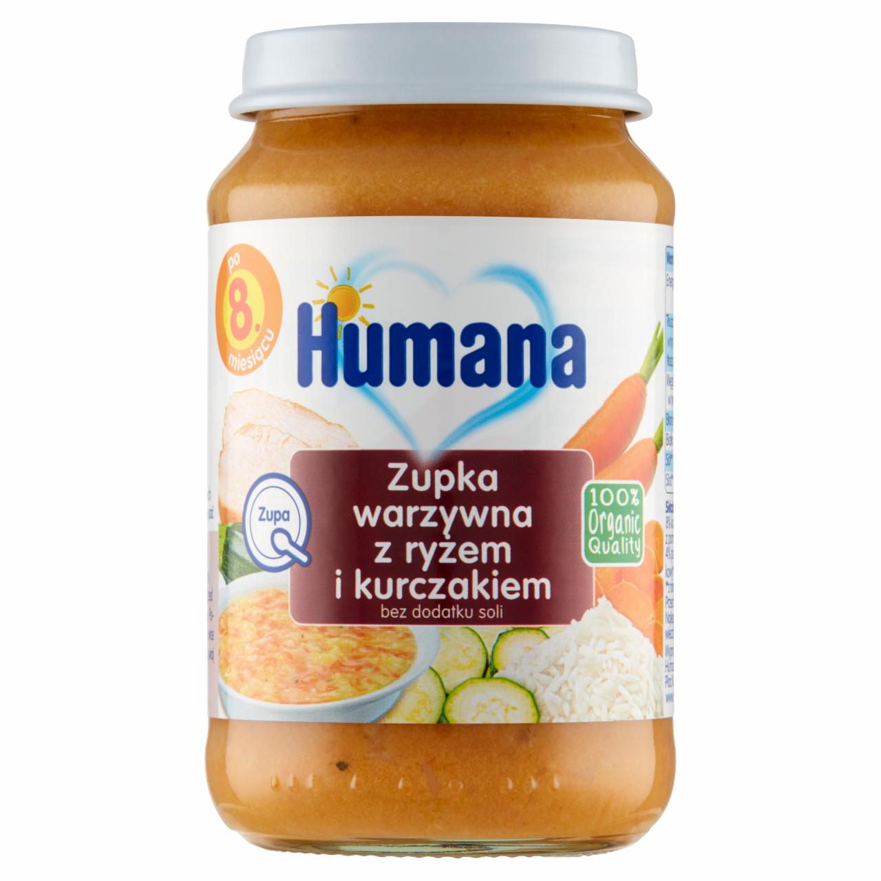 Zdjęcia - Humana 100% Organic Zupka warzywna z ryżem i kurczakiem po 8. miesiącu 190 g