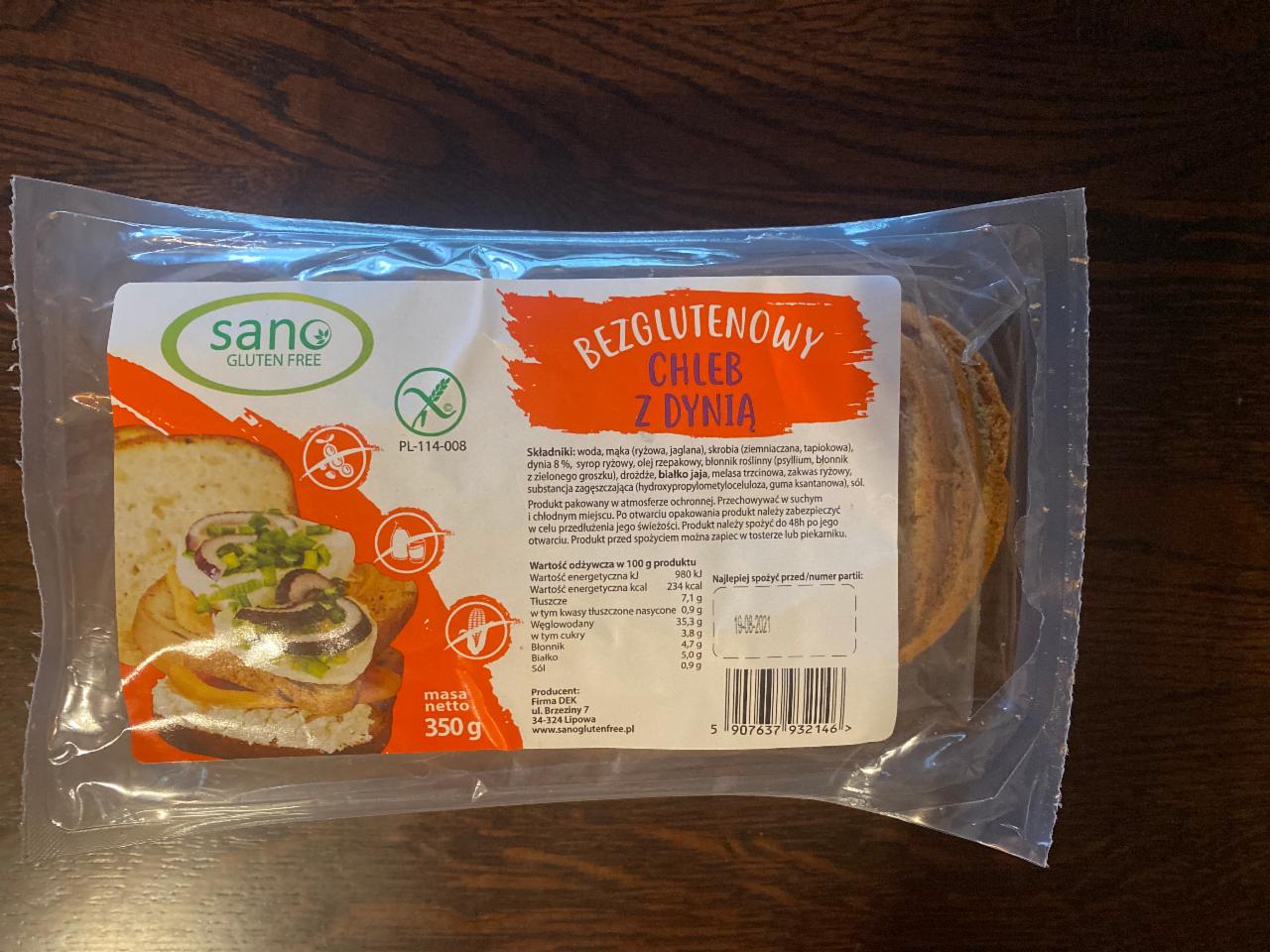 Zdjęcia - bezglutenowy chleb z dynią sano gluten free